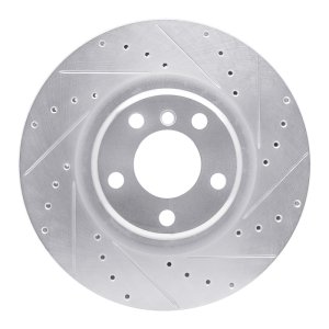 BMW 118i Brake Rotor (1) - Rear Right - R1 Concepts - Drilled & Slotted - Silver - `12-`20